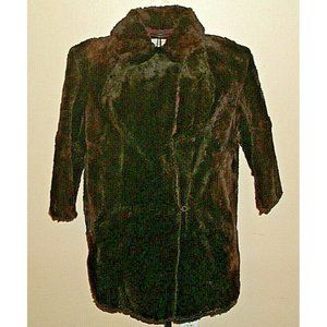 Vintage Fur Coat by L R Fox Drk Brown Hook Closures Real Fur Knee Length Size M